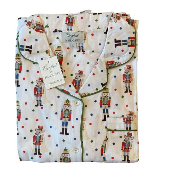 Mahogany Christmas NUTCRACKER Pajama Set 100% Cotton Flannel Women's L New - Picture 4 of 16
